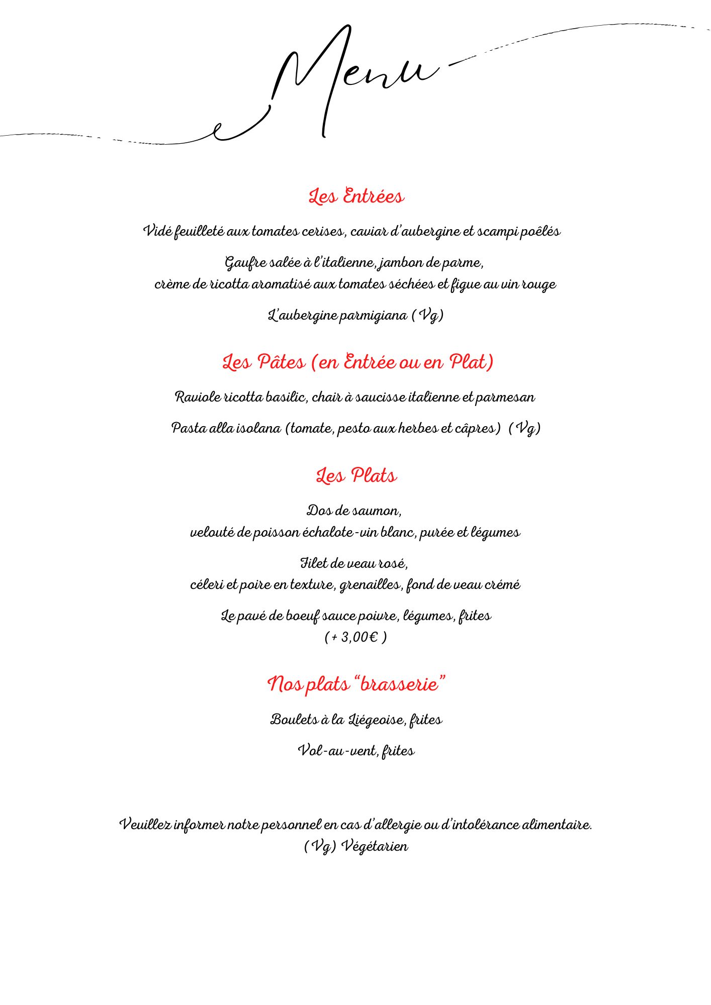 MENU SEPTEMBRE - OCTOBRE 2026